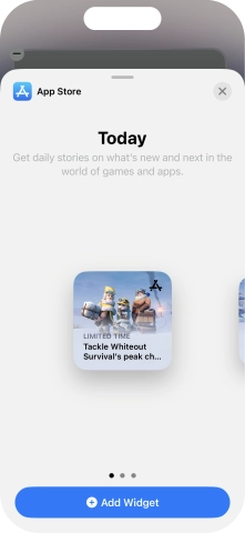 Slide your finger right or left on the screen to select the required widget size.