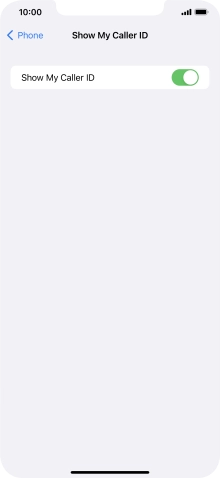 Press the indicator next to 'Show My Caller ID' to turn the function on or off.