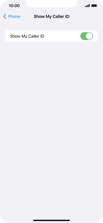 Press the indicator next to 'Show My Caller ID' to turn the function on or off.