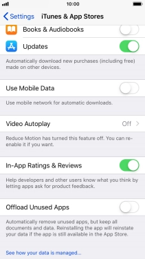 Press the indicator next to 'Offload Unused Apps' to turn the function on or off.