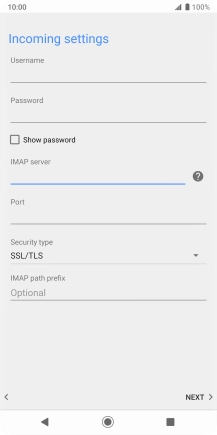 Press the field below 'Port' and key in 143.