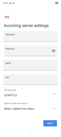 Press the field below 'Username' and key in the username for your email account.