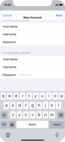 Press Password and key in the password for your email account.