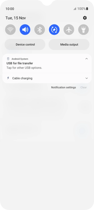 Press Tap for other USB options..
