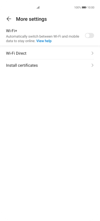Press the indicator next to 'Wi-Fi+' to turn the function on or off.
