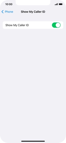 Press the indicator next to 'Show My Caller ID' to turn the function on or off.