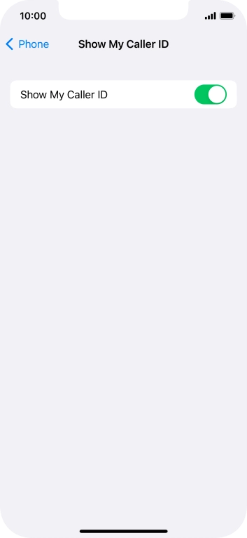 Press the indicator next to 'Show My Caller ID' to turn the function on or off.