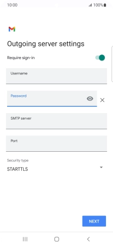 Press the field below 'SMTP server' and key in the name of your email provider's outgoing server.