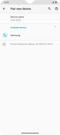 Press the required Bluetooth device and follow the instructions on the screen to pair the device with your phone.