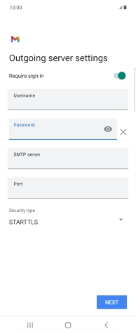 Press the field below 'SMTP server' and key in the name of your email provider's outgoing server.