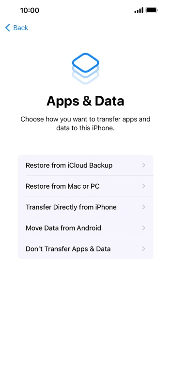 You can transfer content from an Android phone when your phone is activated for the first time and after a factory reset. When this screen is displayed, your phone is ready to transfer content from an Android phone.