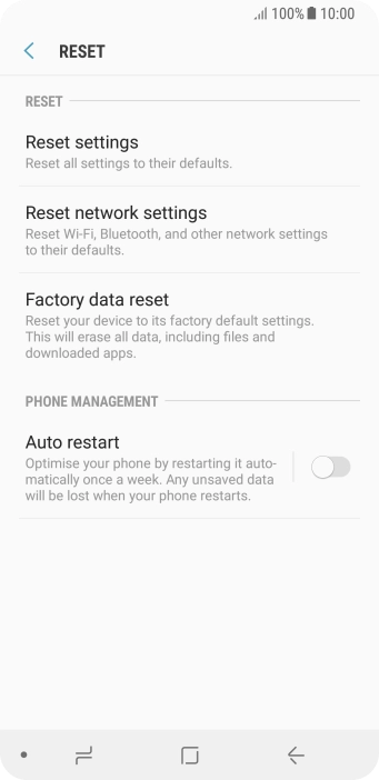 Press Factory data reset.
