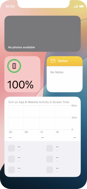 Slide your finger up or down on the screen to see more widgets. Slide your finger up or down on the screen to see more widgets.