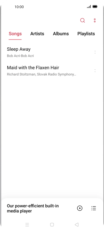 Press the required category and go to the required audio file.