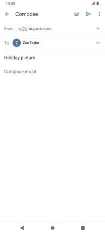 Press the text input field and write the text for your email.
