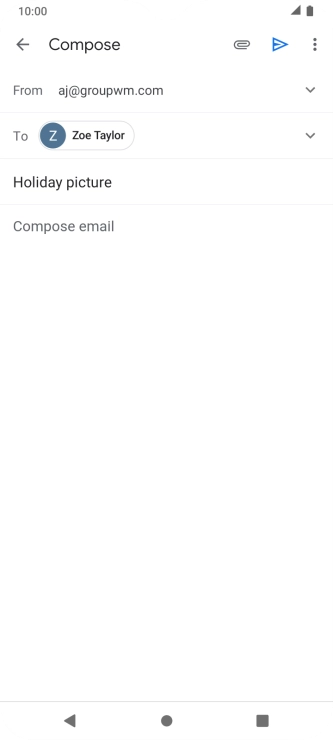 Press the text input field and write the text for your email. Press the text input field and write the text for your email.