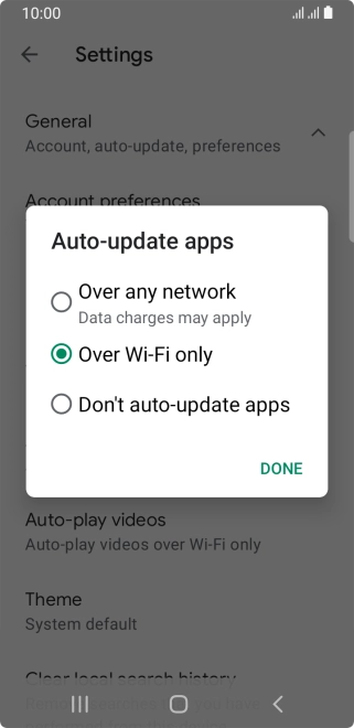 To turn on automatic update of apps using mobile network, press Over any network. To turn on automatic update of apps using mobile network, press Over any network.
