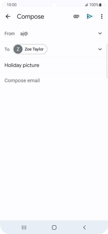Press the text input field and write the text for your email. Press the text input field and write the text for your email.