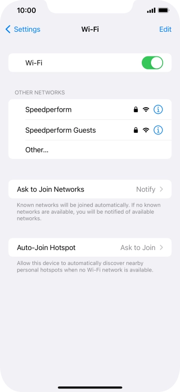 Press the required WiFi network and key in the password for the WiFi network.