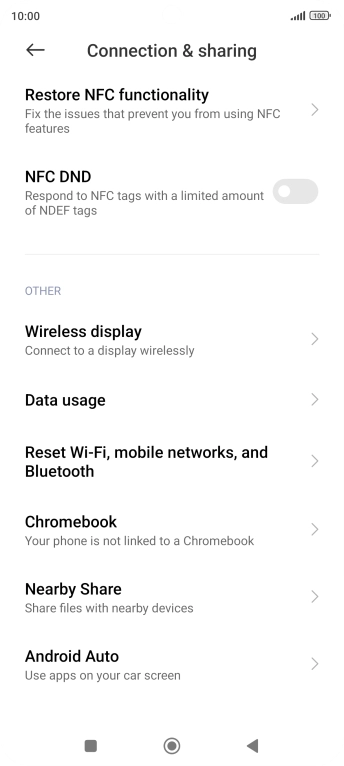 Press Reset Wi-Fi, mobile networks, and Bluetooth.