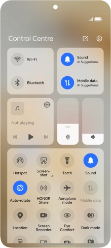 Press the airplane mode icon to turn the function on or off.