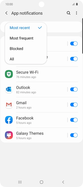 Press the required setting. Press the required setting.