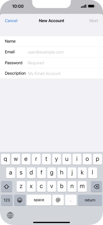 Press Email and key in your email address.