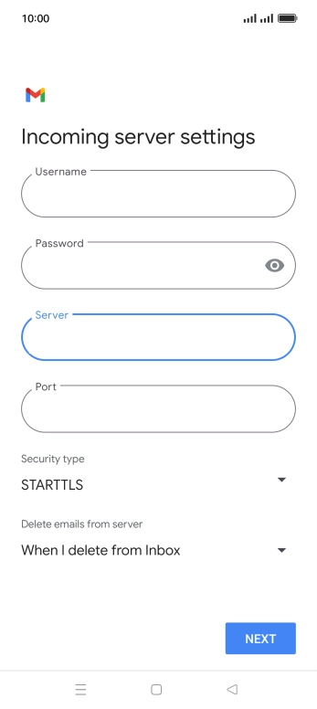 Press the field below 'Port' and key in 110.