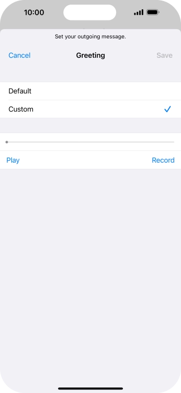 Press Record to start recording a personal greeting.