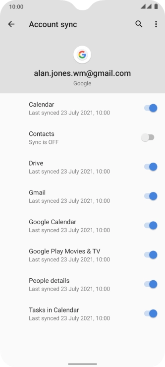 Press the indicator next to 'Contacts' to turn on the function.