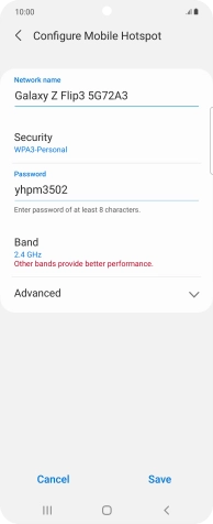 Press the field below 'Password' and key in the required password.