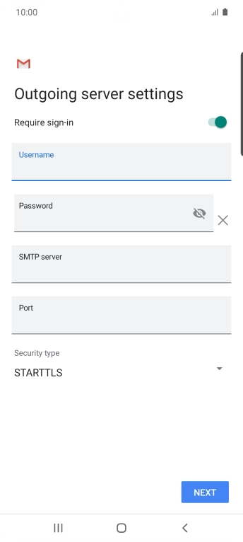 Press the field below 'Password' and key in the password of your email provider's outgoing server.