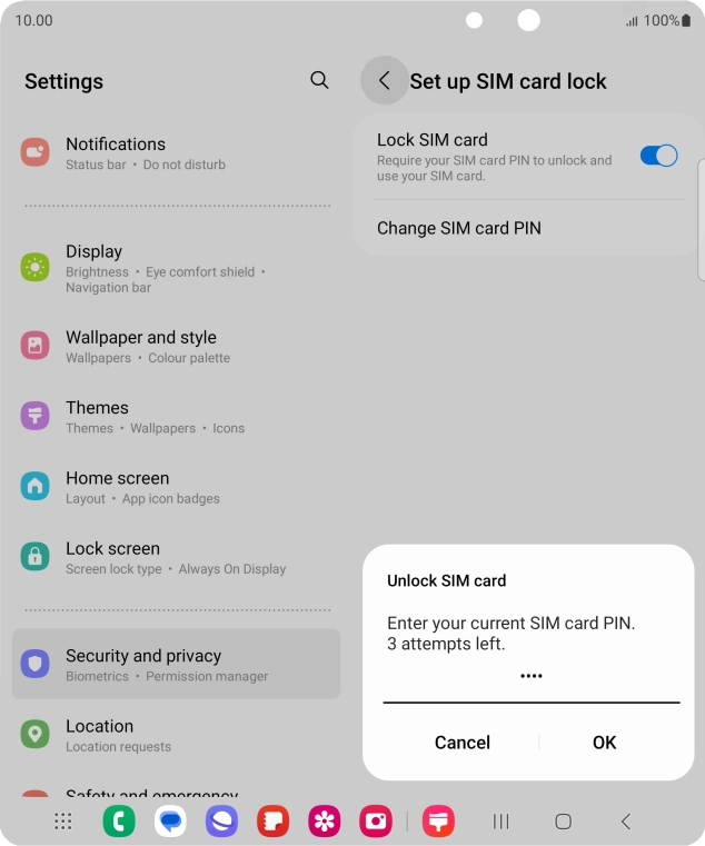 Key in your SIM PIN and press OK. The default SIM PIN is 0000.