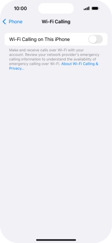 Press the indicator next to 'Wi-Fi Calling on This iPhone' to turn the function on or off.