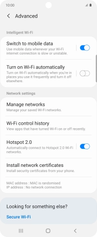 Press the indicator next to 'Switch to mobile data' to turn the function on or off.