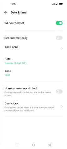 Press the indicator next to 'Set automatically' to turn on the function.