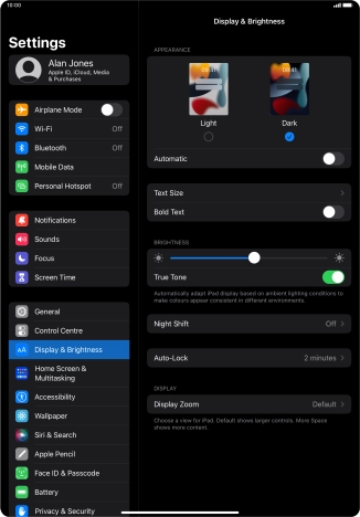 Press the indicator next to 'Automatic' to turn the function on or off.