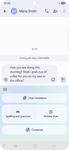 To check your text for grammatical and spelling errors, press Spelling and grammar and follow the instructions on the screen to use the function.