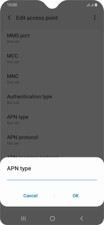 Key in default and press OK.