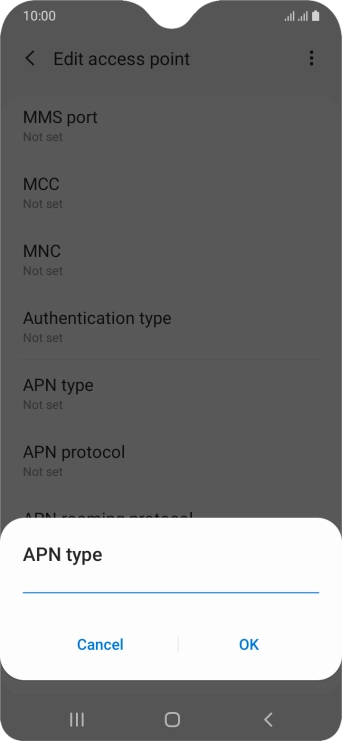 Key in default and press OK.