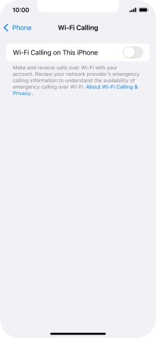 Press the indicator next to 'Wi-Fi Calling on This iPhone' to turn the function on or off.