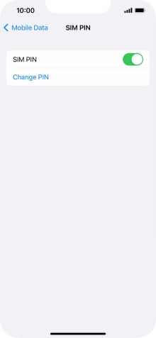Press the indicator next to 'SIM PIN' to turn the function on or off.