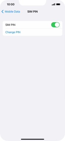 Press the indicator next to 'SIM PIN' to turn the function on or off.