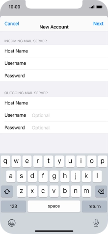 Press Username and key in the username for your email account.