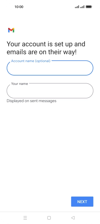 Press the field below 'Your name' and key in the required sender name.
