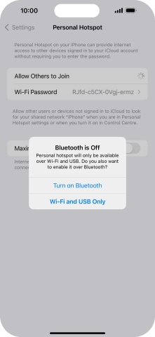 If WiFi is turned on, press Wi-Fi and USB Only.