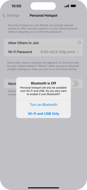 If WiFi is turned on, press Wi-Fi and USB Only.