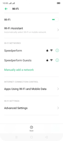 Press the required WiFi network.