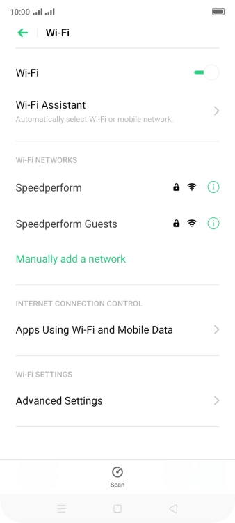 Press the required WiFi network.
