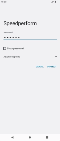 Key in the password for the WiFi network and press CONNECT.